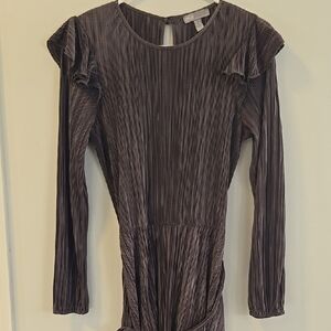 Asos Green Pleated Long Sleeve Dress Size 10.